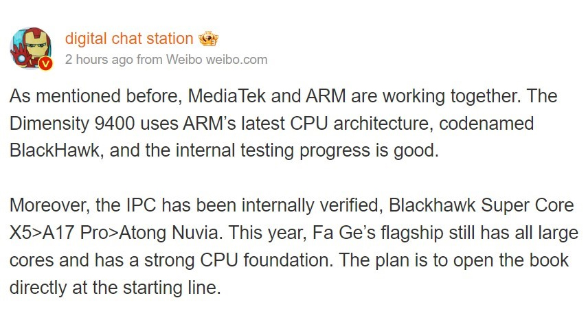 MediaTek Dimensity 9400 će koristiti novu ARM BlackHawk CPU arhitekturu