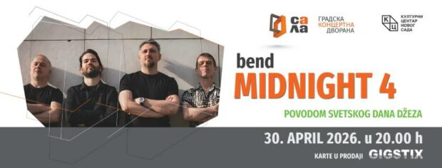 Концерт новосадског састава “Midnight 4″ у Градској концертној дворани у четвртак, 30. априла
