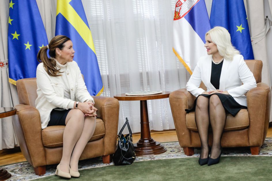 Mihajlovićeva sa ambasadorkom Švedske o saradnji u rodnoj ravnopravnosti i zelenoj tranziciji