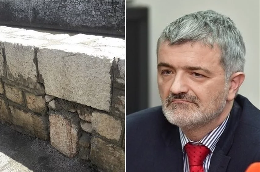 Ministar Mandić začepio rupu u zidu kod Miljacke koja služi kao ispust radi poplava