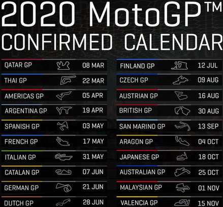 MotoGP potvrdio kalendar za 2020. godinu