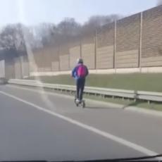 NEVEROVATNO! Trotinet na auto-putu u Beogradu jurio 80 na sat - reakcija URNEBESNA kad je video kameru (VIDEO)