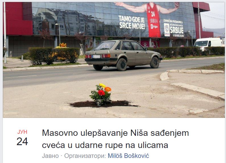 Nišlije sade cveće u udarnim rupama na ulicama