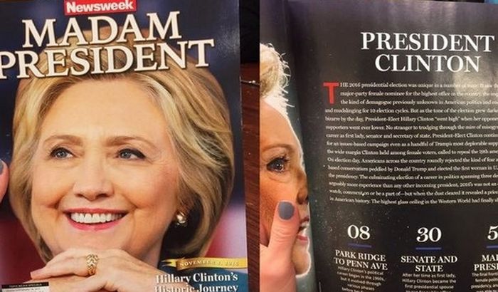 Njuzvik štampao pogrešnu naslovnicu: Hilari Klinton je predsednica