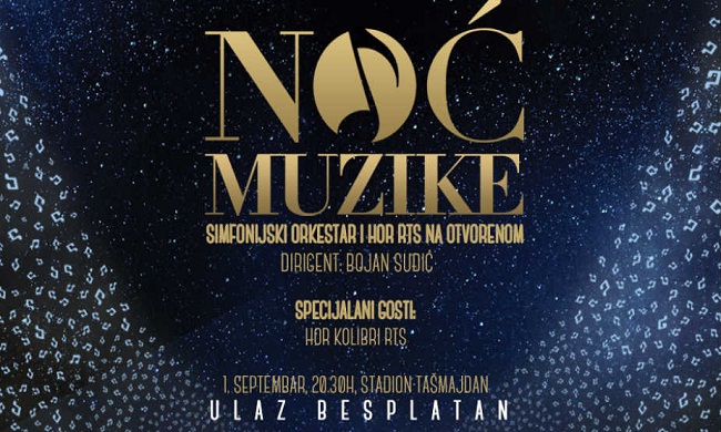 „Noć muzike” 1. septembra na Tašmajdanu