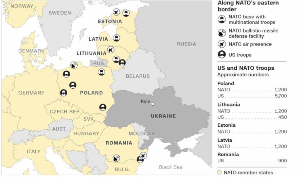 OBJAVLJENA KARTA SVIH NATO SNAGA U EVROPI: Spemni smo! Ruska invazija na Ukrajinu je sve izvesnija FOTO