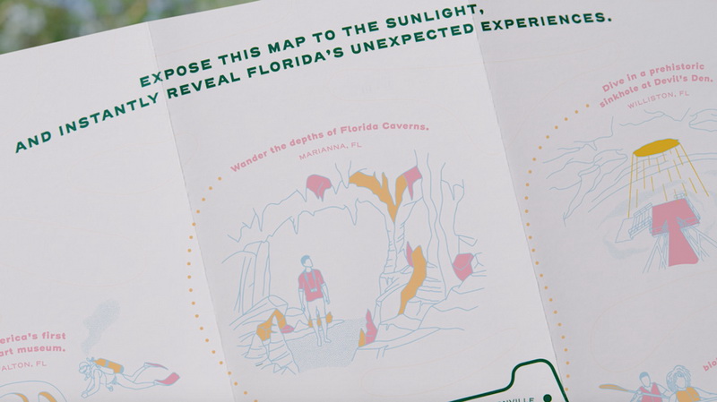Oglas koji otkriva prirodne avanture Floride kada je izložen Suncu