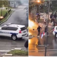 POGLEDAJTE STRAŠAN SUKOB U BEOGRADU: Policija ispalila gumene metke, demonstranti napali bakljama i palicama (VIDEO)