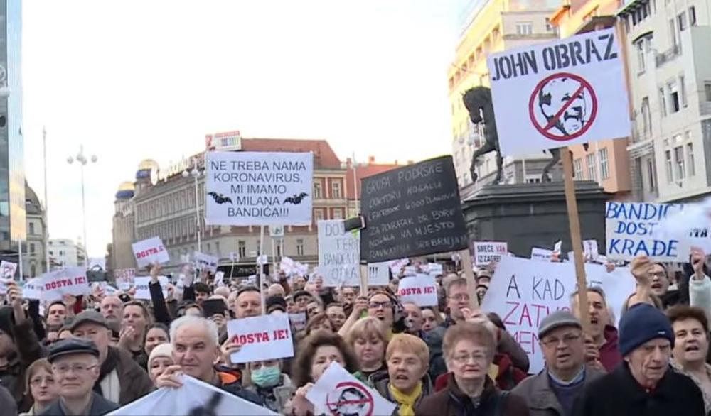 PROTEST PROTIV MILANA BANDIĆA U ZAGREBU: Okupilo se na hiljade građana, traže da gradonačelnik ode sa dužnosti! (VIDEO)