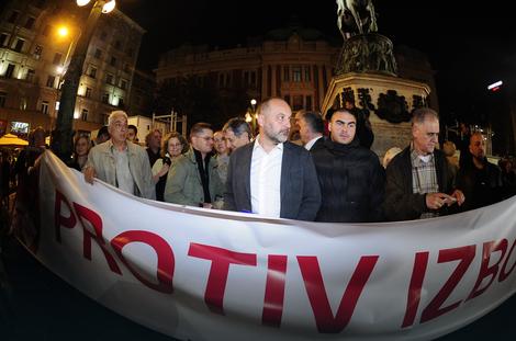 PROTEST PSG NA TRGU Saša Janković sa pristalicama podneo zahteve za fer izbore