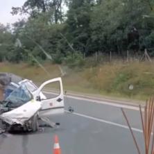 PRVI SNIMAK STRAVIČNE NESREĆE NA MILOŠU VELIKOM Sudarili se kamion i automobil vozilo skroz smrskano (VIDEO)