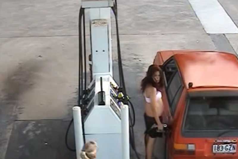 Pokušala je da ukrade gorivo na pumpi i napravila haos! VIDEO