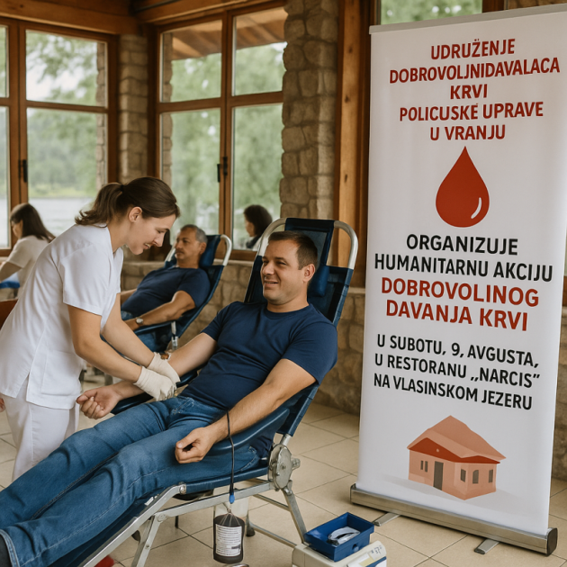 Policija iz Vranja organizuje akciju dobrovoljnog davanja krvi na Vlasinskom jezeru