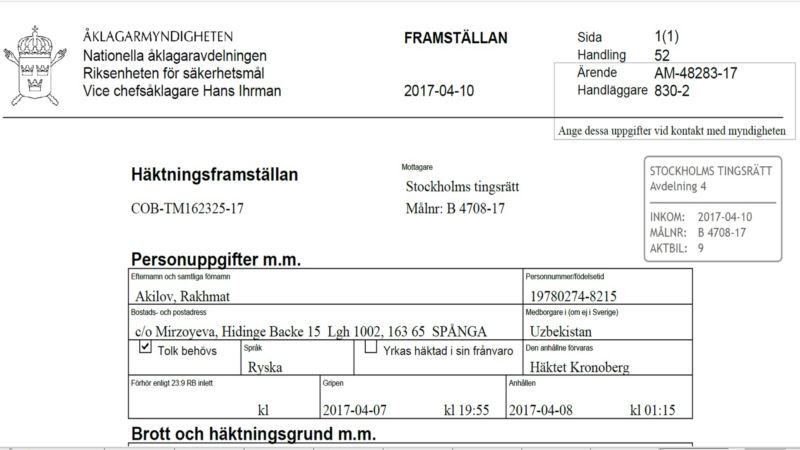 Potvrđen identitet osumnjičenog Uzbekistanca za napad u Stokholmu  