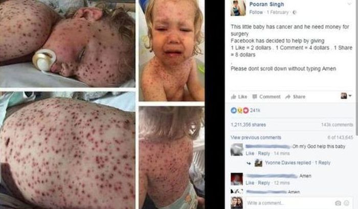 Prevara na Fejsbuku uz pomoć apela i fotografija bolesne dece