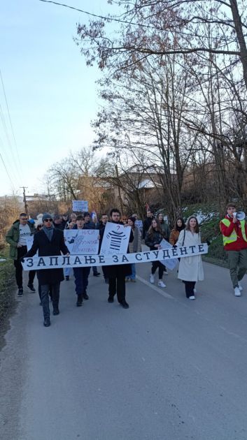 Protest podrške prosvetarima u Gadžinom Hanu, studenti šetaju i idu biciklima iz Niša