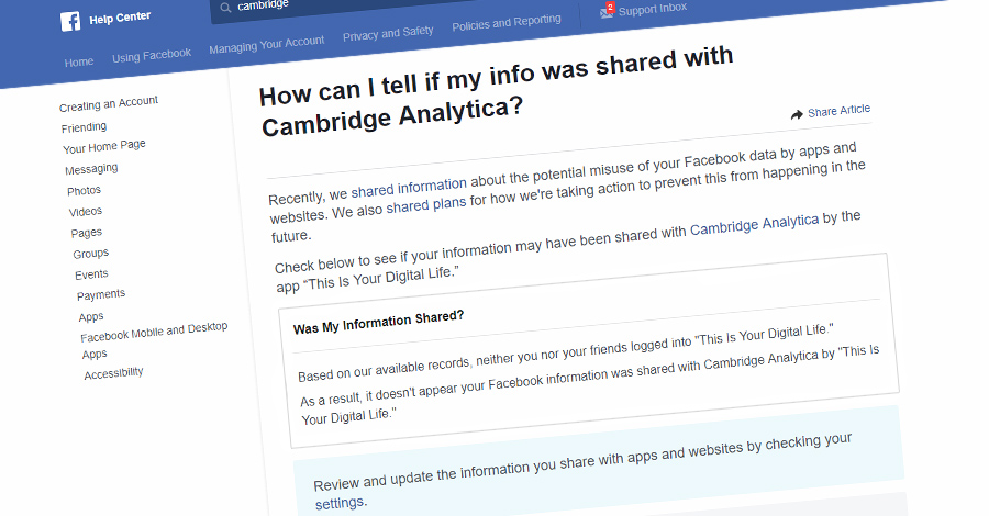 Proverite da li su vaši FB podaci bili prodati Kembridž Analitici