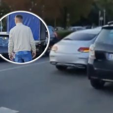 RESTARTOVAO BIH GA JA NA FABRIČKA PODEŠAVANJA Parkirao auto nasred puta i otišao do pekare, svi trube, on bi da se bije! (VIDEO)