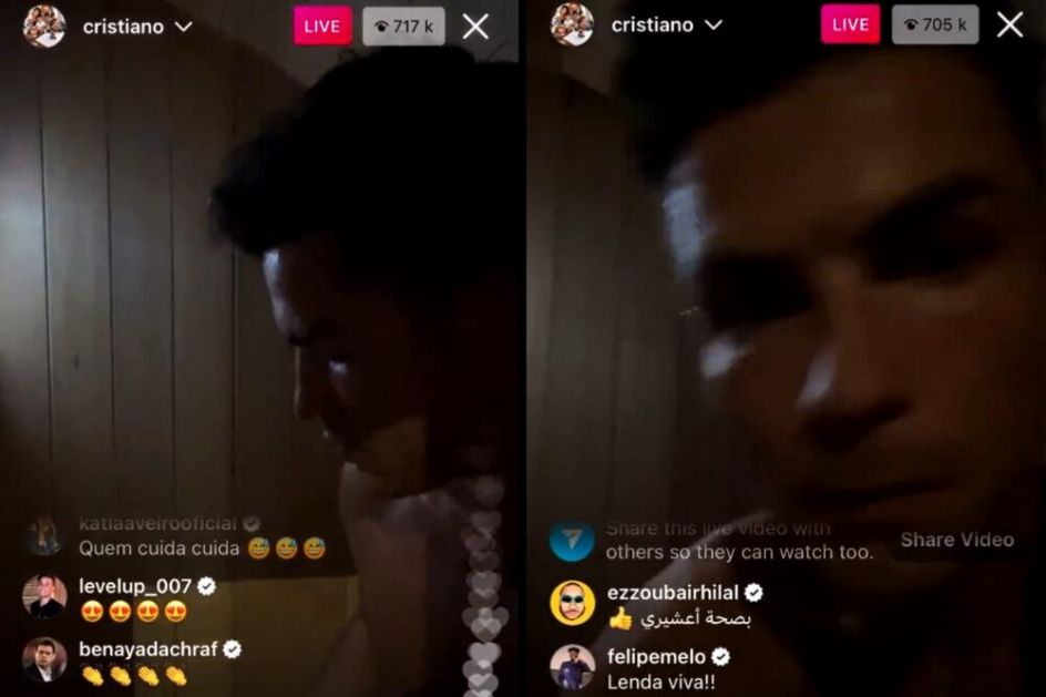 RONALDO GREŠKOM UKLJUČIO LAJV PRENOS IZ SAUNE NA SVOM INSTAGRAMU: Kristijano sve ZBUNIO! VIDEO