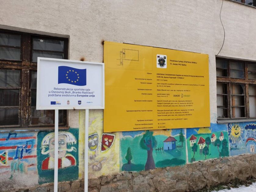 Rekonstrukciju fiskulturne sale Osnovne škole Branko Radičević u Priboju finansira Evropska unija