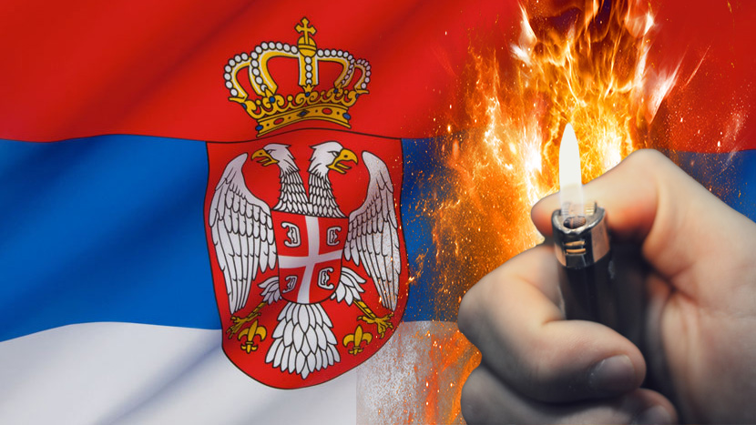SERBIAN FLAG BURNED IN CROATIAN CITY: Accident or intentional setting on fire?