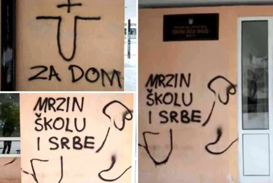 SKANDALIMA U SPLITU NEMA KRAJA: Posle škole i vrtić osvanuo išaran ustaškim grafitima!