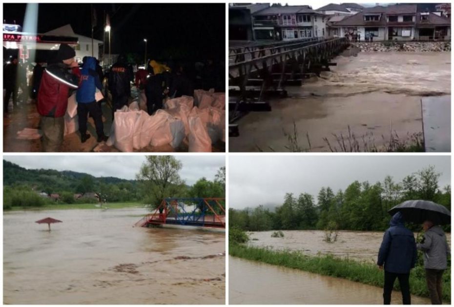SLIKE UŽASA IZ KOMŠILUKA: Zbog poplava u BiH naređene evakuacije, voda nosi mostove, stanovništvo vodi očajničku bitku sa stihijom (FOTO, VIDEO)