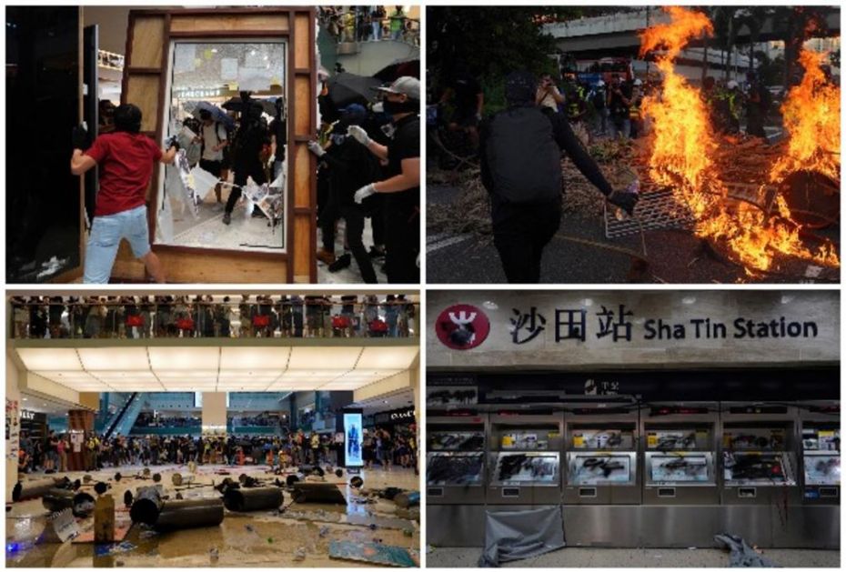STRAŠNO NASILJE U HONGKONGU: Demonstranti uništili železničku stanicu, pa navalili na tržni centar! Policija bacila suzavac! (VIDEO)