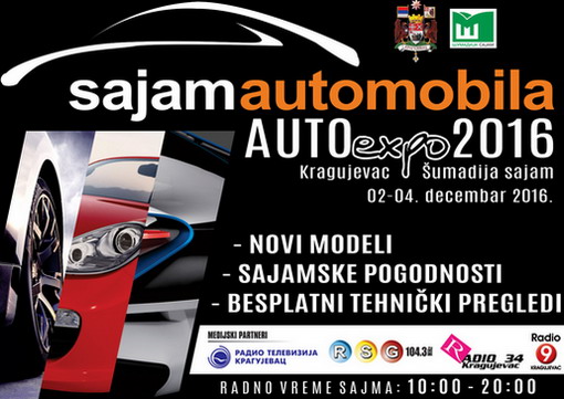 Sajam automobila Auto expo 2016 u Kragujevcu od 2. do 4. decembra