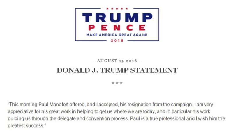Šef kampanje Donalda Trumpa, Manford podnio ostavku