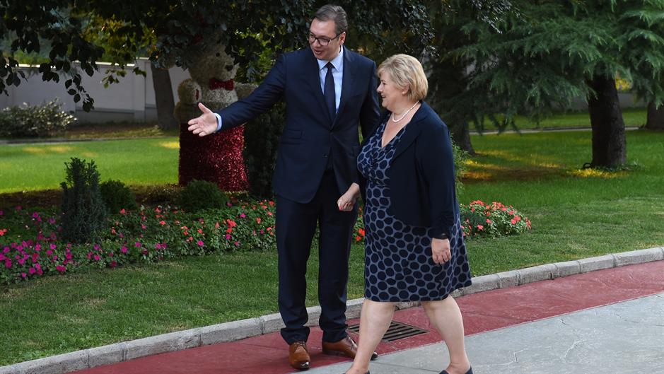 Serbian President meets Norwegian Prime Minister