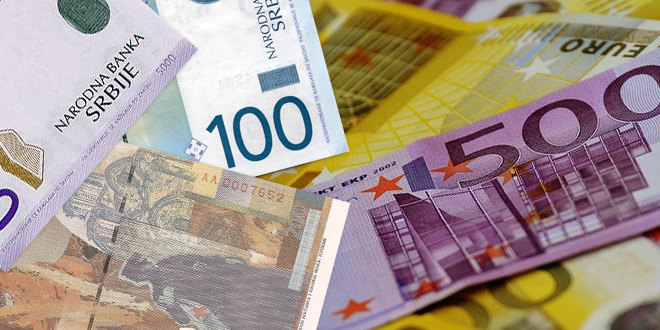 Srednji kurs dinara za evro 117,1724 dinara