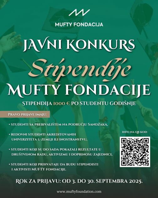 Stipendije MUFTY fondacije – šansa za novu obrazovanu elitu Sandžaka