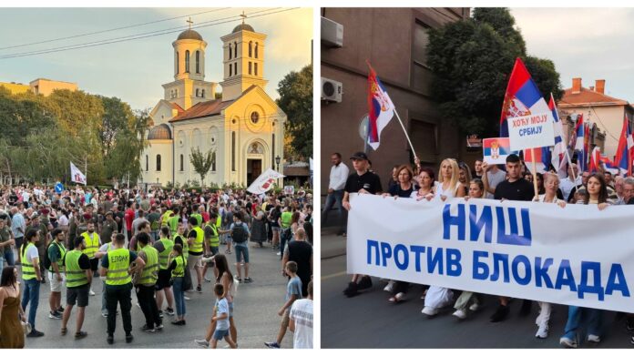 Studentski protest i skup „protiv blokada“ u Nišu: Veče završeno uz tenzije, ali bez fizičkih sukoba [blog uživo]