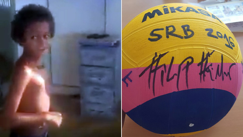 TELEGRAF AND WATER POLO ASSOCIATION CHEERED UP A BOY FROM BARBADOS: Cain will get the ball with signatures of our golden players (PHOTO) (VIDEO)