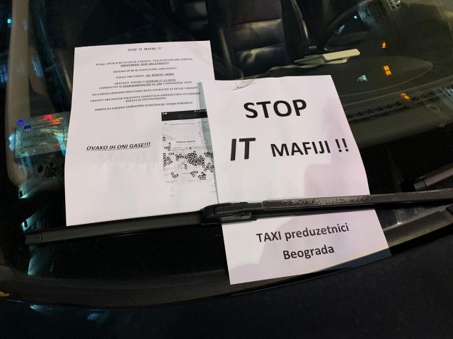 Taksisti blokirali pravac ka Slaviji -STOP IT mafiji FOTO/VIDEO