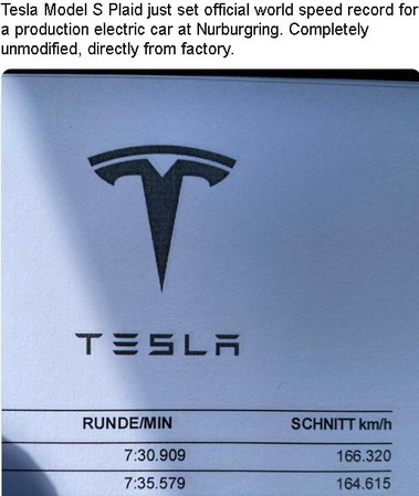 Tesla Model S Plaid postavio novi rekord za serijska električna vozila na Nirburgringu