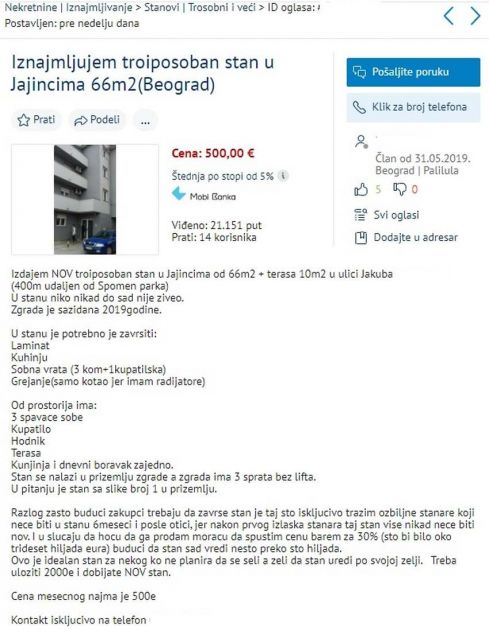 Troiposoban stan u Beogradu za tričavih 500€ mesečno, vaše je samo da ga završite (FOTO)