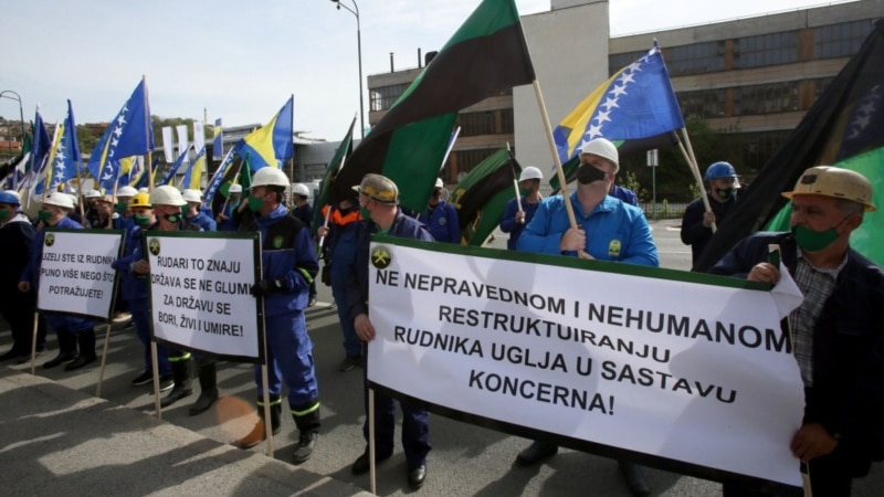 Sarajevo: Protest rudara, Sindikata metalaca FBiH i Sindikata radnika trgovine i uslužnih djelatnosti BiH