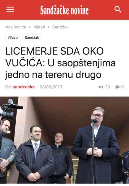 Ugljaninova SDA organizirala doček Vučiću u Tutinu