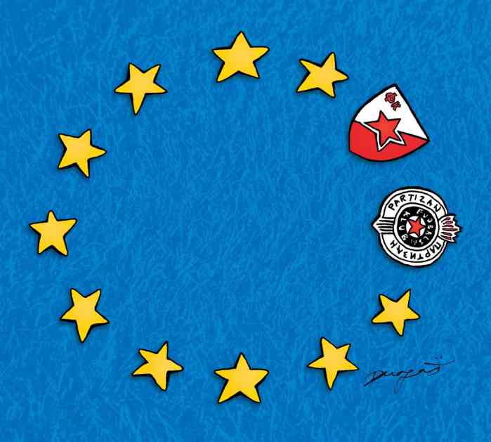 ‘VEČITI’ SU ‘AMBASADORI’ SRBIJE U EU: Umetnički prikaz plasmana Zvezde i Partizana u Ligu Evrope (FOTO)