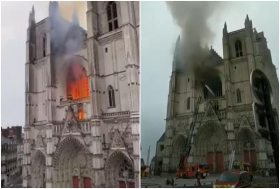 VELIKI POŽAR U KATEDRALI U NANTU: 70 vatrogasaca gasi vatru u gotskom zdanju iz 16. veka (VIDEO)