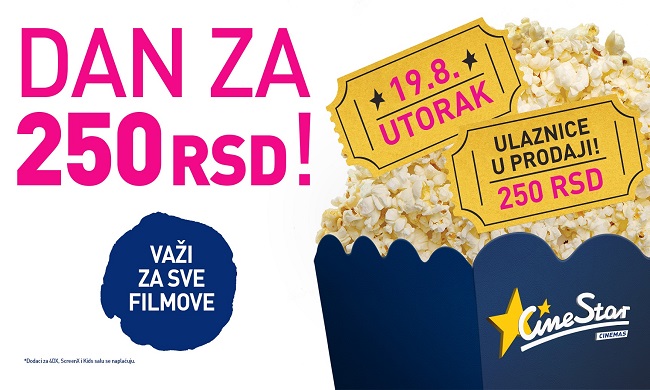 VELIKO PLATNO, MALA CENA: Svi u CineStar 19. avgusta za samo 250 RSD