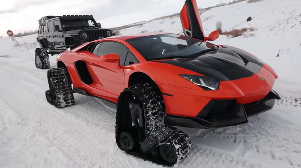 VIDEO: Lamborghini Aventador sa gusenicama za sneg