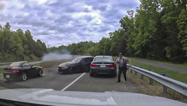 VIDEO: Policajac u ovom naletu BMW-a prošao bez povreda