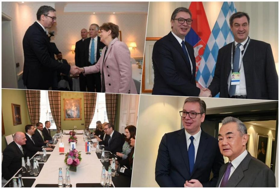 VUČIĆ U MINHENU: Važni sastanci predsednika Srbije sa svetskim liderima na Minhenskom bezbednosnom forumu (FOTO)