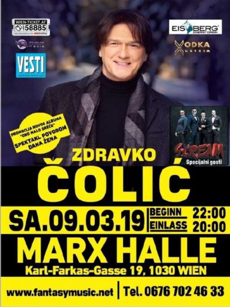 Vesti vas vode na Čolin koncert u Beč
