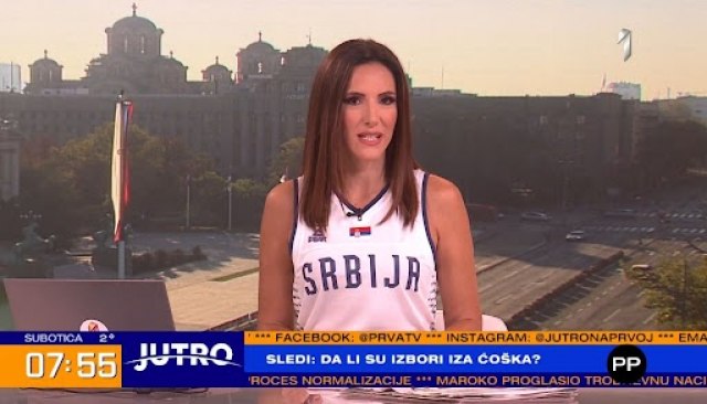 Voditeljka TV Prva ušetala u jutarnji program u dresu Srbije i poručila: Idemo, Orlovi FOTO