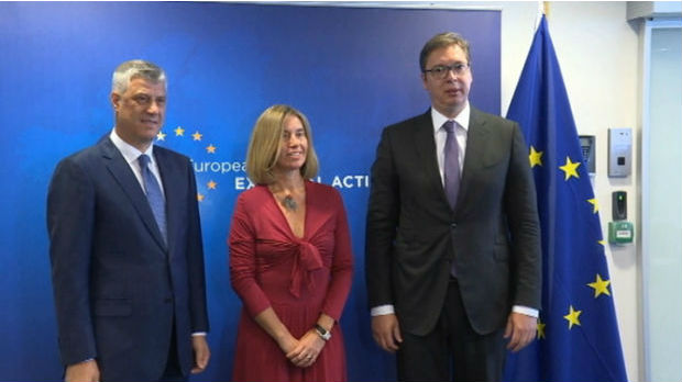 Završen sastanak Vučića i Tačija sa Mogerinijevom u Briselu