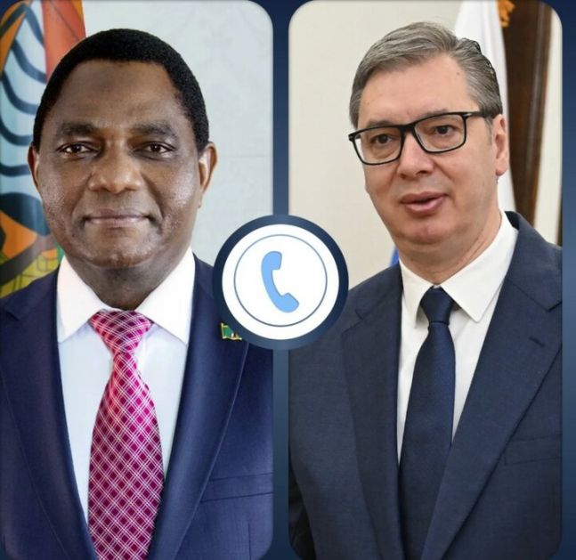 Vučić sa predsednikom Zambije o bilateralnoj saradnji i predstojećoj poseti Srbiji